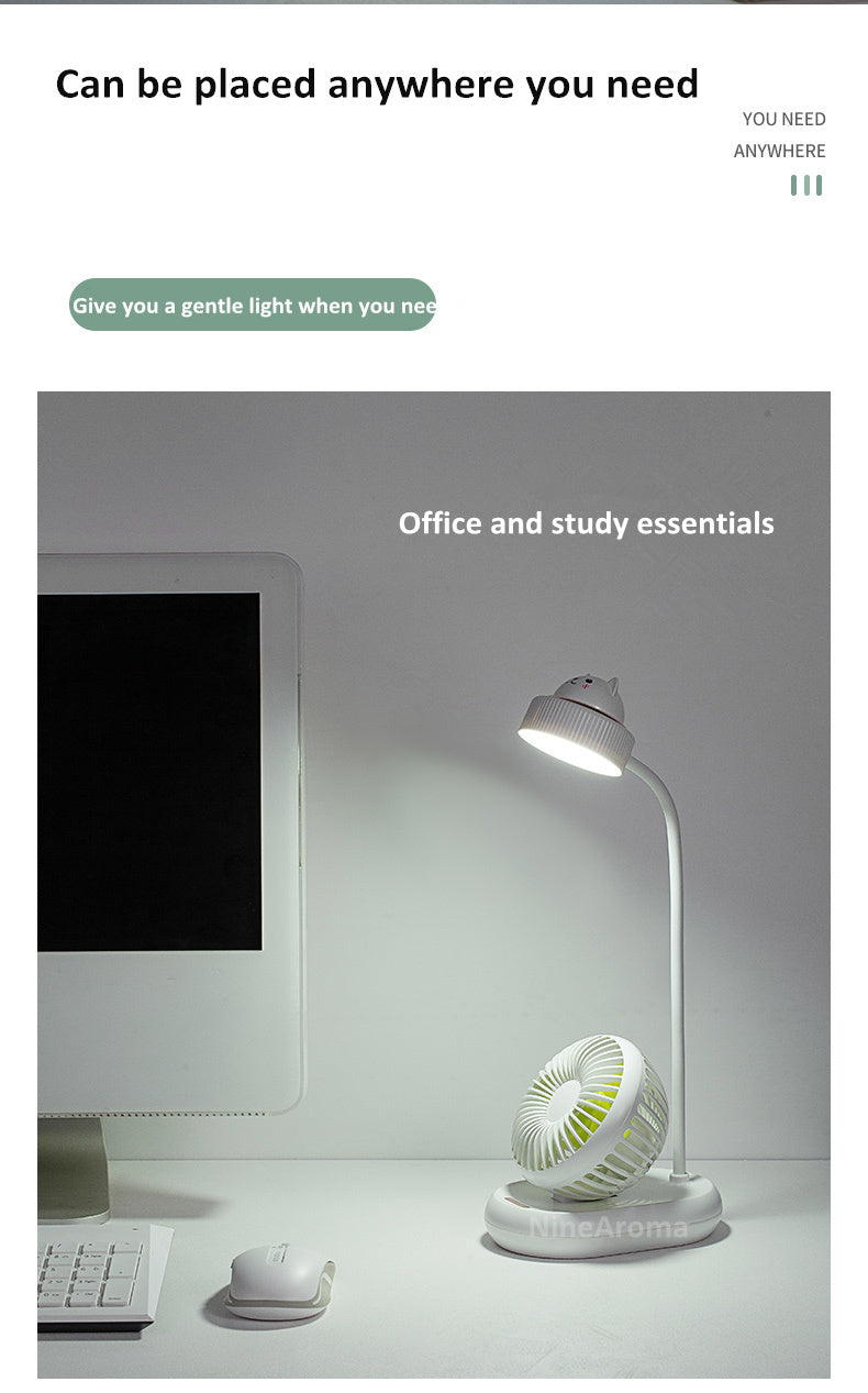 USB Mini Fan Led Table Lamp