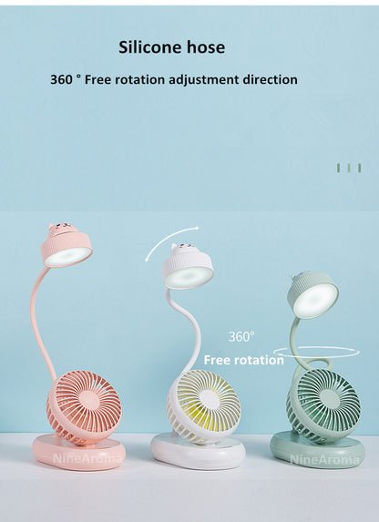 USB Mini Fan Led Table Lamp