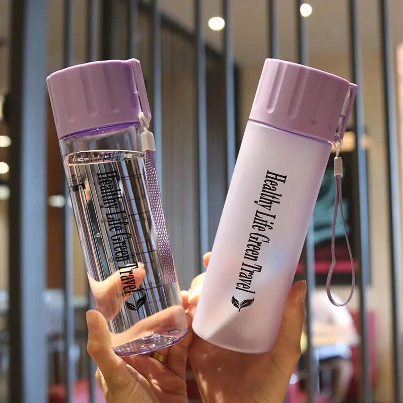 Portable Frosted Plastic Water Bottle with Strap (500ml)