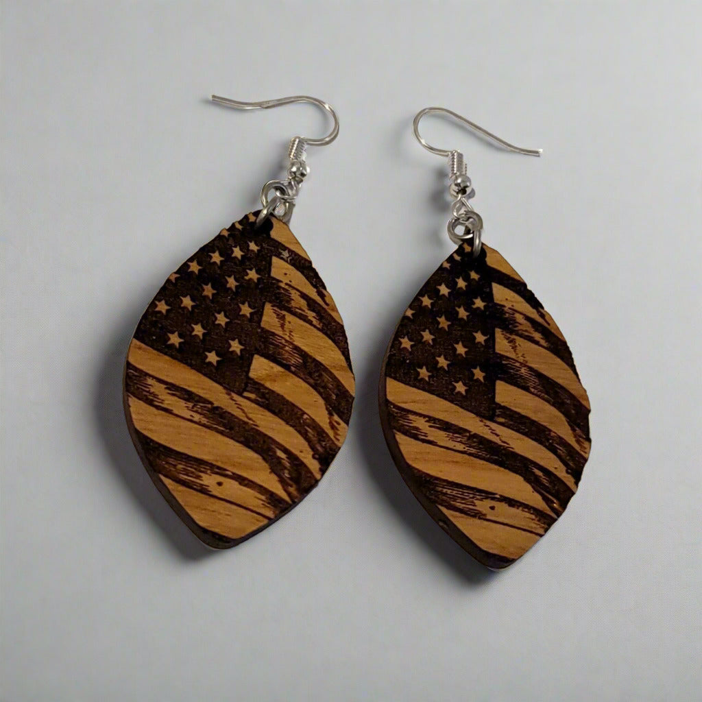 American Flag Dangle Earrings 