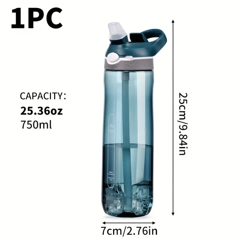 Portable Plastic Water Bottle with Straw for Students