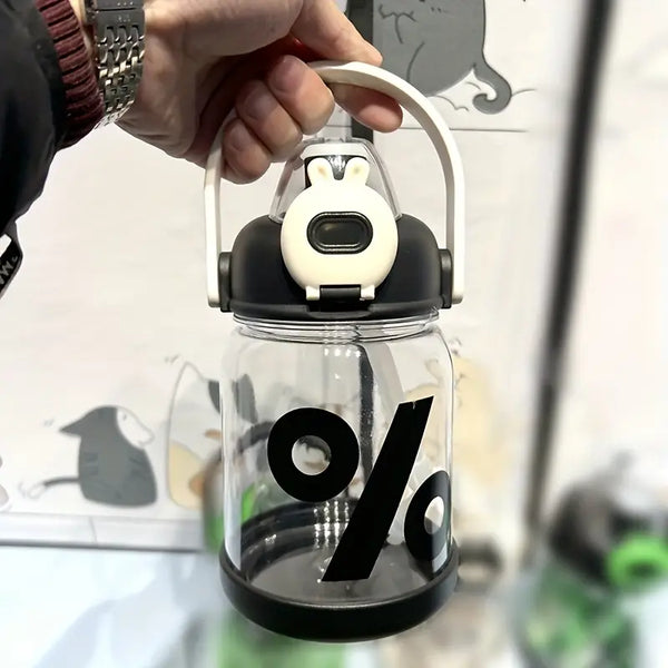 Portable Plastic Water Bottle with Straw