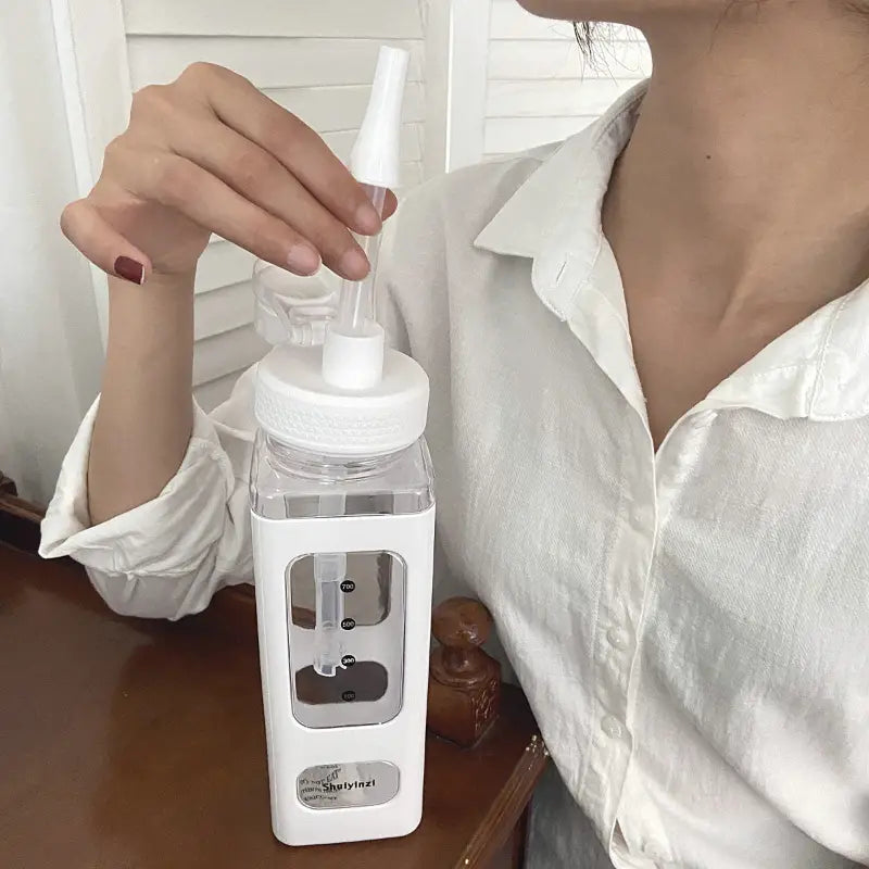 Outdoor Plastic Water Bottle with Straw, 800/1000ML