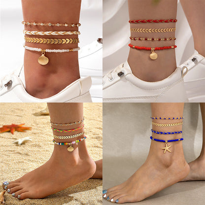 Four Layer Ankle Chain Summer Fashion Jewelry