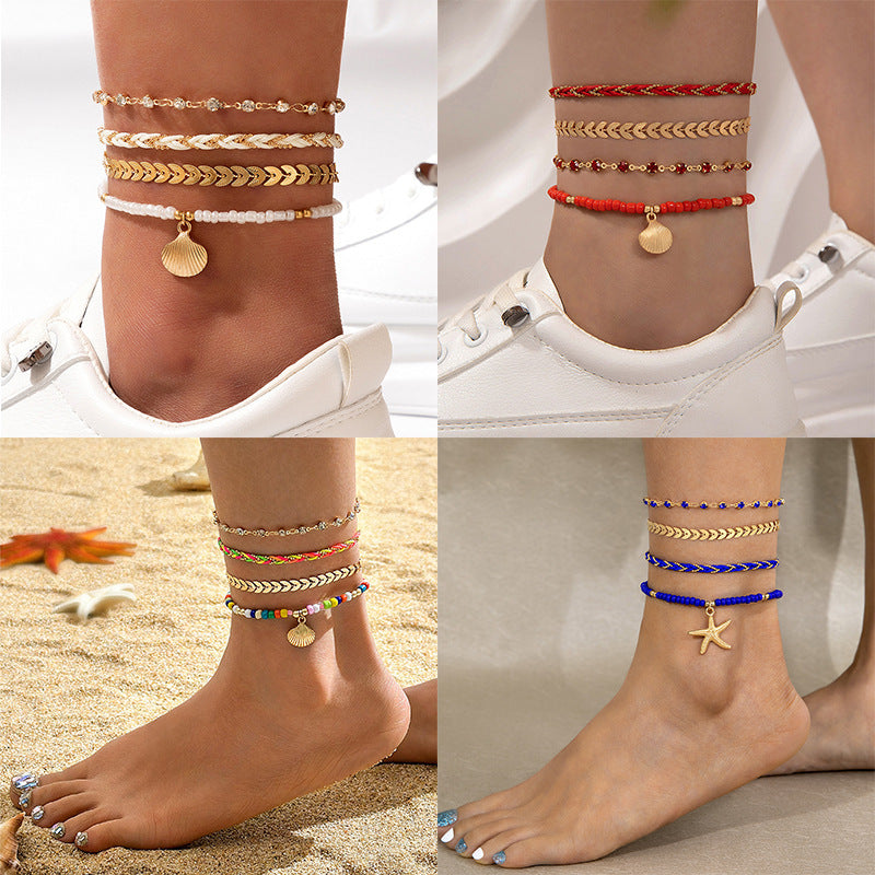 Four Layer Ankle Chain Summer Fashion Jewelry