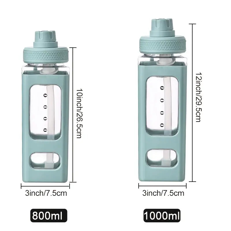 Outdoor Plastic Water Bottle with Straw, 800/1000ML