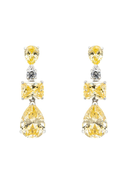 Valentina Drop Earrings Silver Yellow Topaz