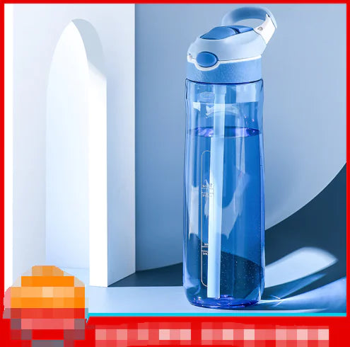 Portable Plastic Water Bottle with Straw for Students